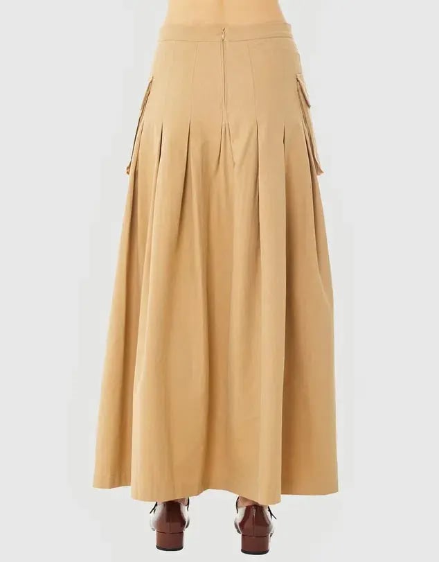 Find Me Now Cargo Pleated Maxi Skirt Beige Size 10 photo 3