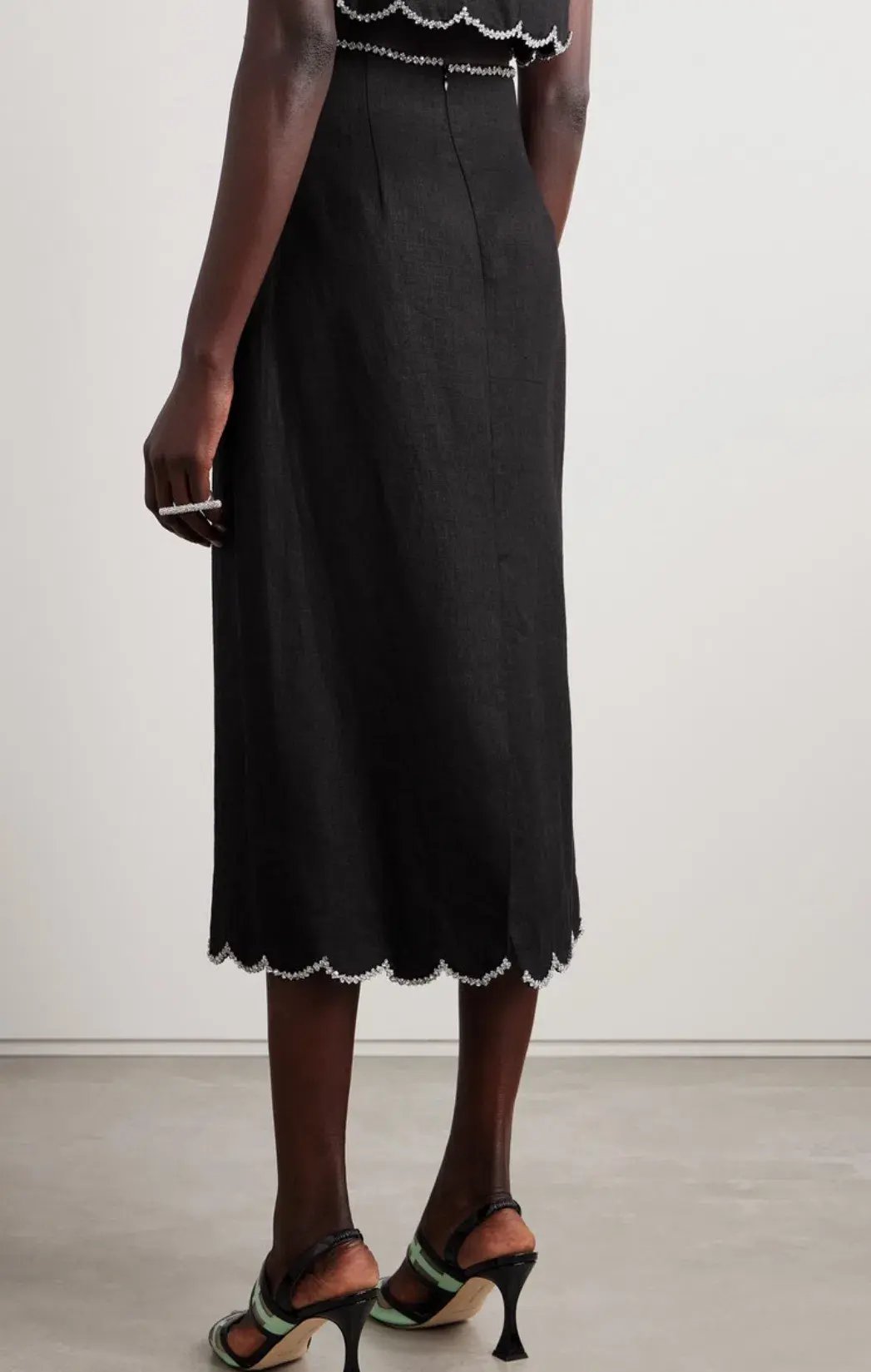 Zimmermann Crush Scallop Top and Skirt Size 0P / AU 6 Set in Black photo 3