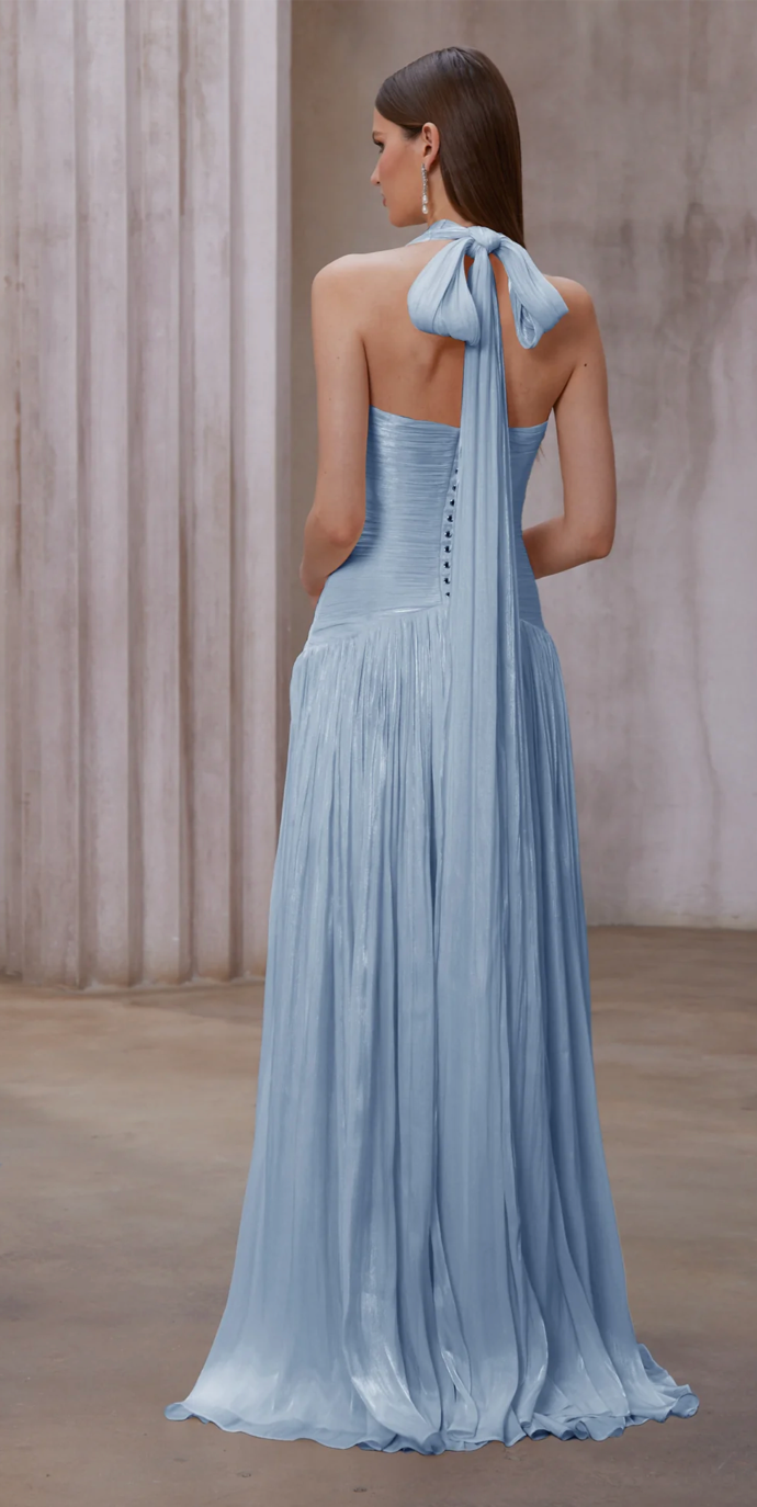 URANIE BLUE GATHERED MAXI DRESS photo 3