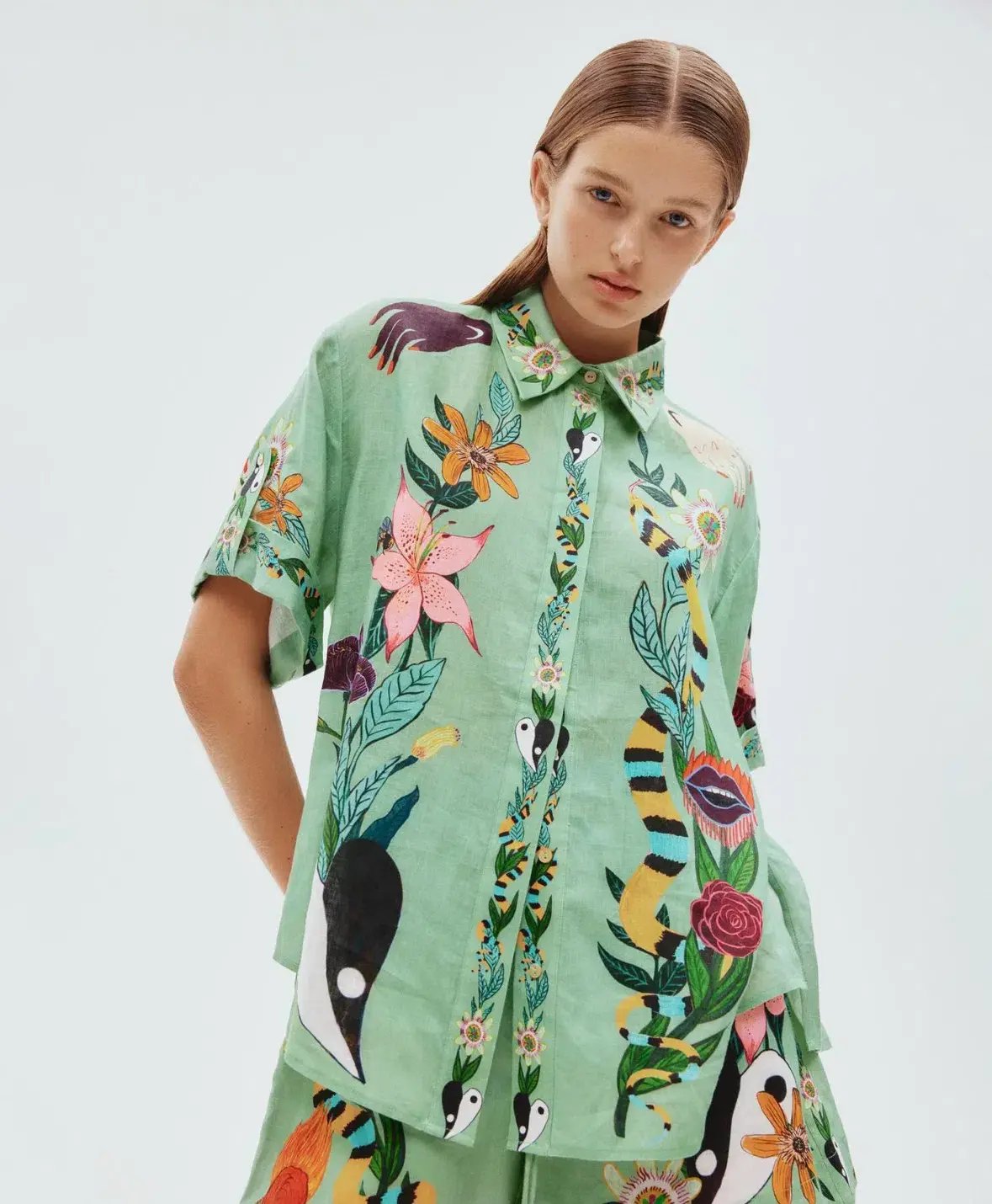 Alemais Meagan Linen Shorts And Shirt Set Print Size AU 16 photo 3