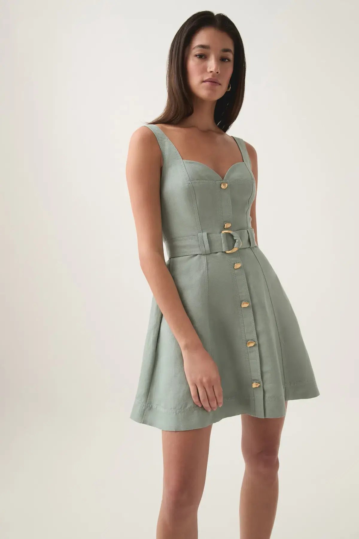 Aje Clay Belted Mini Dress Green Size 12 photo 2