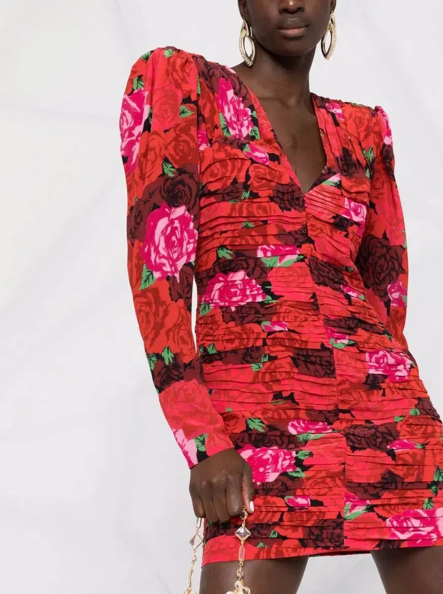 MAGDA BUTRYM Silk V Neck Dress Floral Print photo 5
