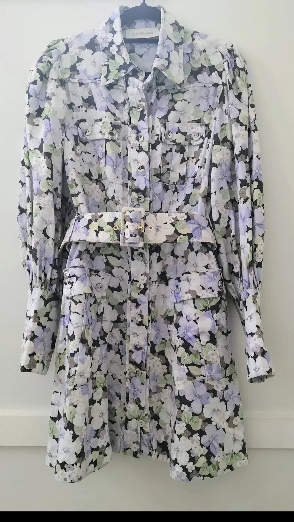 Zimmermann Ninety Six Shirt Dress Pansy prints Size 0 AU8 US 4 IT 40 FR 36 photo 5