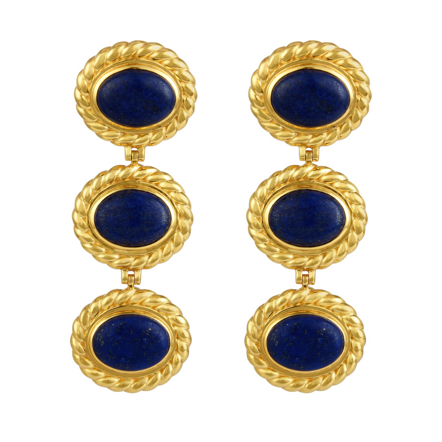 Angelina Alvarez Alexandria Earrings | Gold Lapis photo 3
