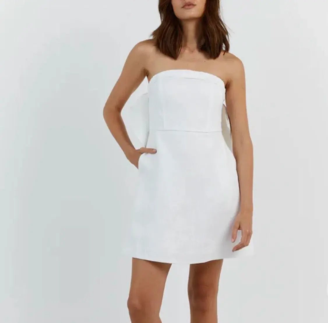 DISSH Aisle White Linen Bow Dress White Size 6 photo 2