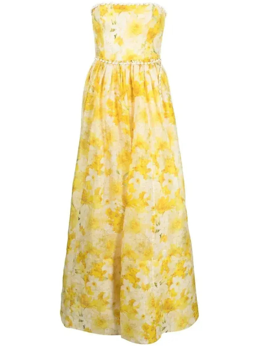 Zimmermann Wonderland Shell Embellished Silk Blend Gown Yellow Size 3 / AU 14 photo 6