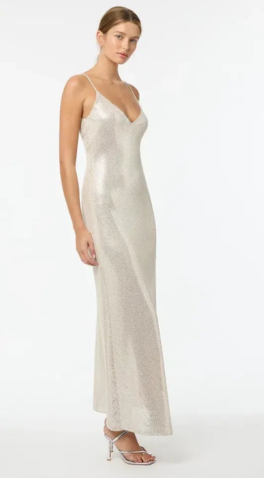 Manning Cartell High Voltage Slip Maxi Dress Nude Silver Size 6 photo 2