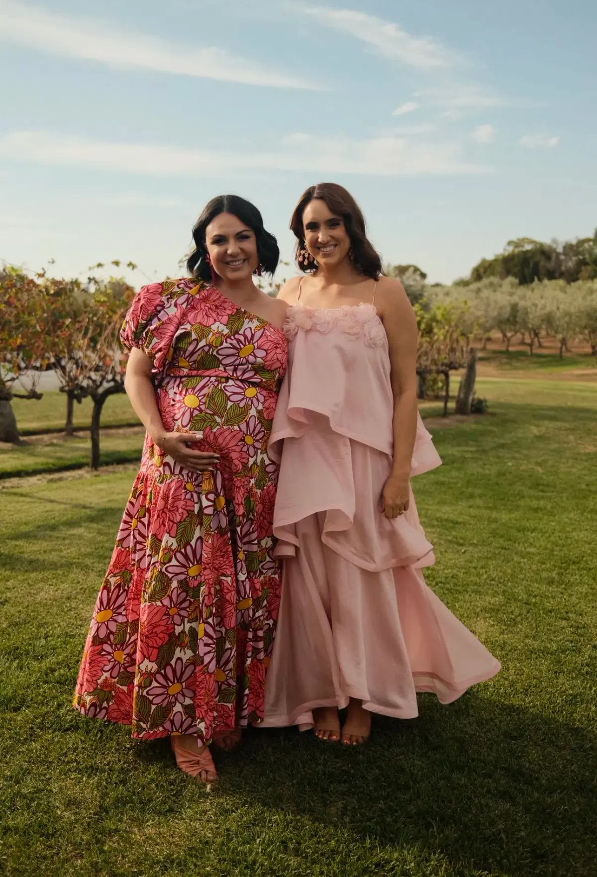 S/W/F Frida One Shoulder Puff Sleeve Maxi Dress Floral Pink Size L / Au 14 photo 6