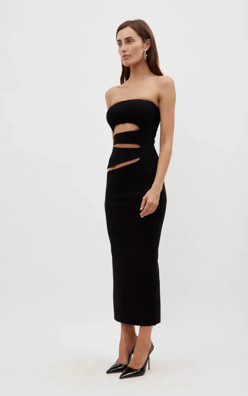 Christopher Esber Slashed Knit Strapless Dress Black Size S/Au 8 photo 4