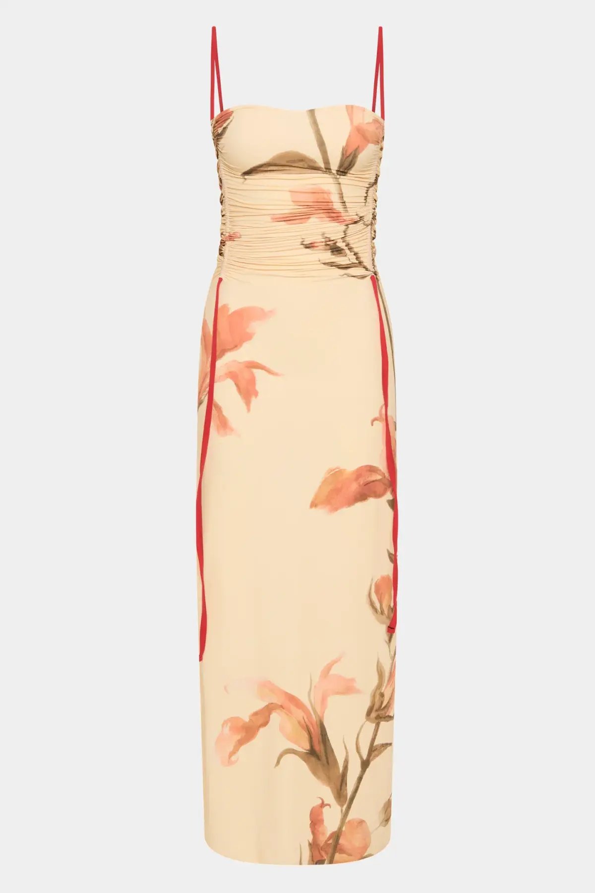Sir The Label Hana Ruched Midi Dress Gladioli Print Size 10 photo 6