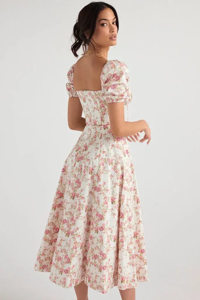 House of CB Rose Print Puff Sleeve Midi Sundress Floral Size L/AU 12 photo 3