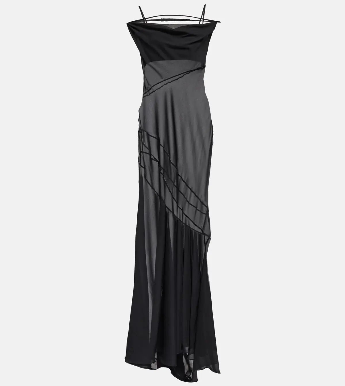 Jacquemus La Robe Draggiu Silk-Blend Maxi Dress in Black Size 36/AU 8 photo 5