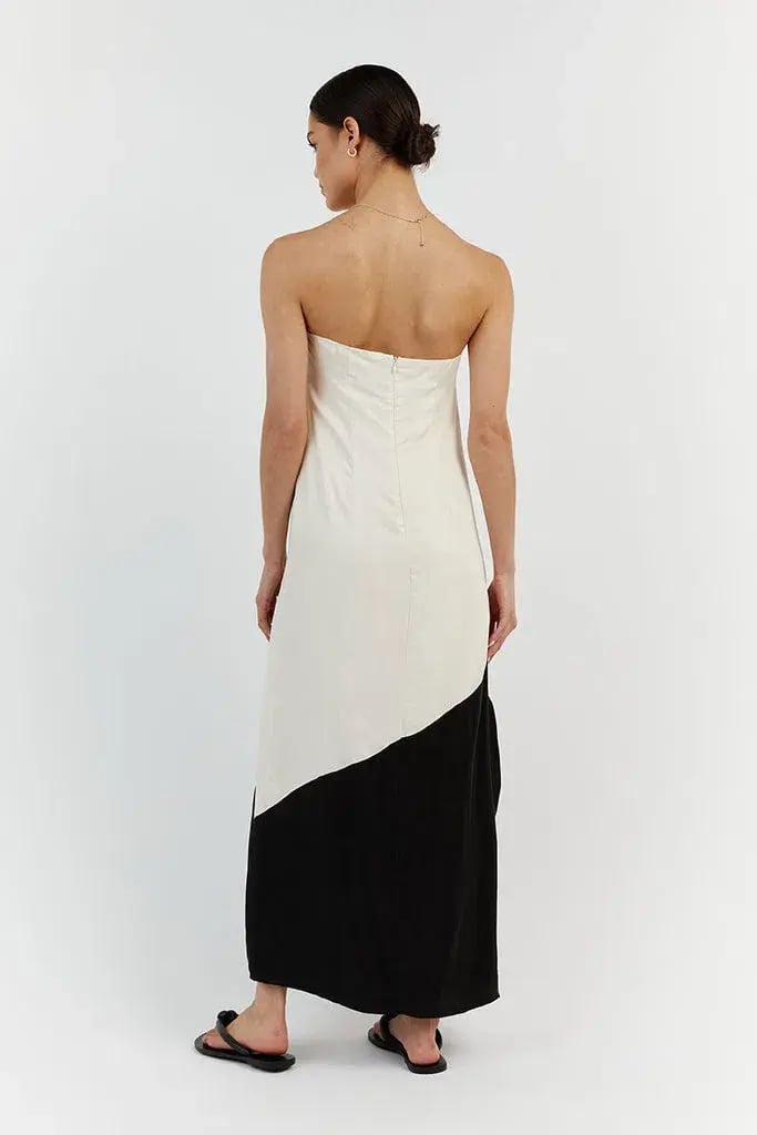 Dissh Taj Pearl and Black Midi Dress White Size 10 photo 2