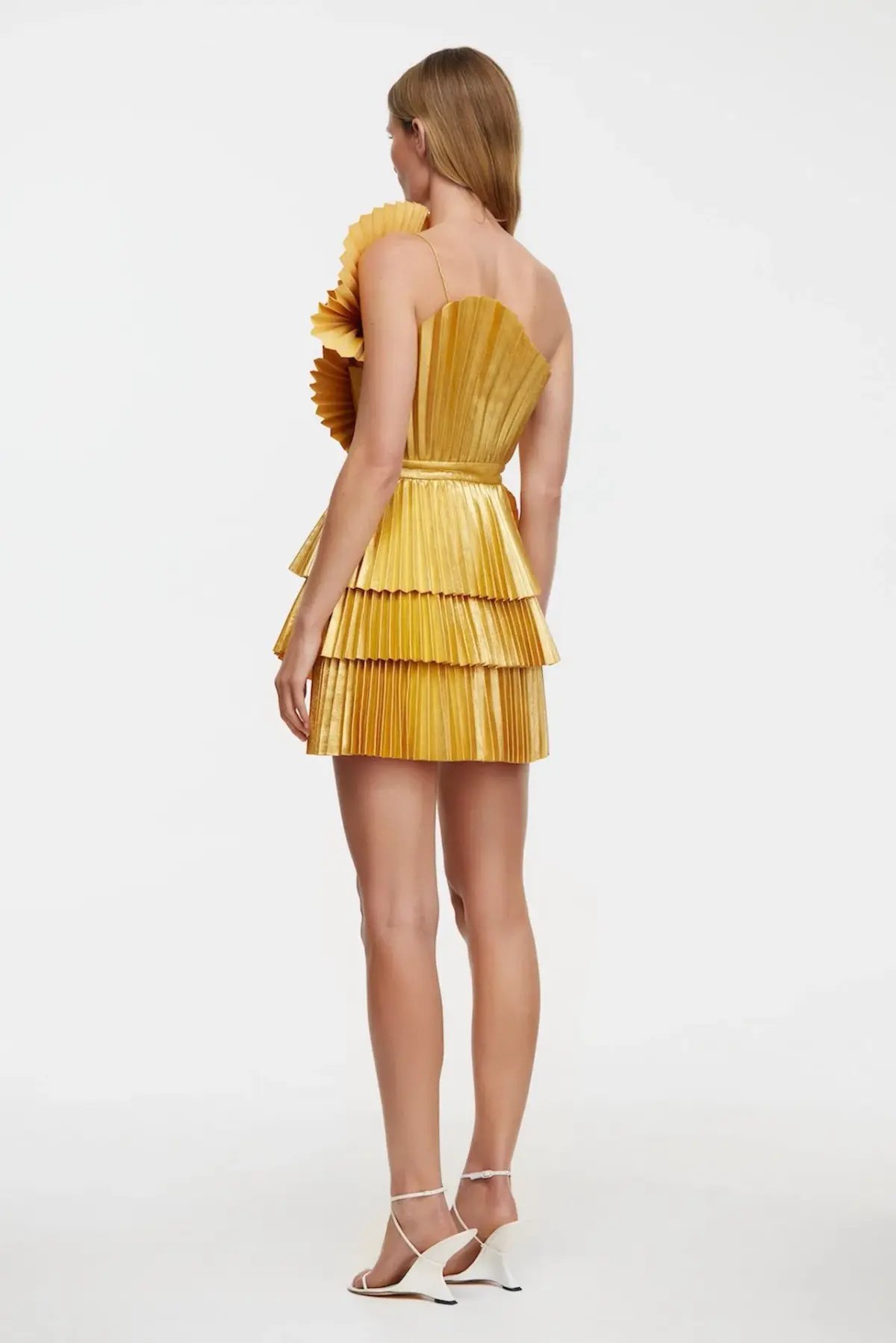 Acler Abbotsford Mini Dress in Honey Gold Metallic Size 12 photo 3