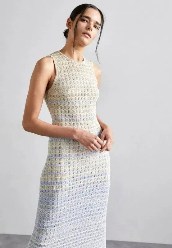 Sandro Pointelle Knit Dress in Blue Ombre Size AU 8 photo 3