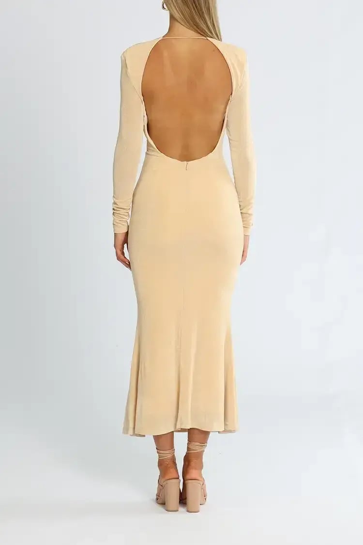 MISHA Engracia Midi Dress in Champagne Size 14 photo 3