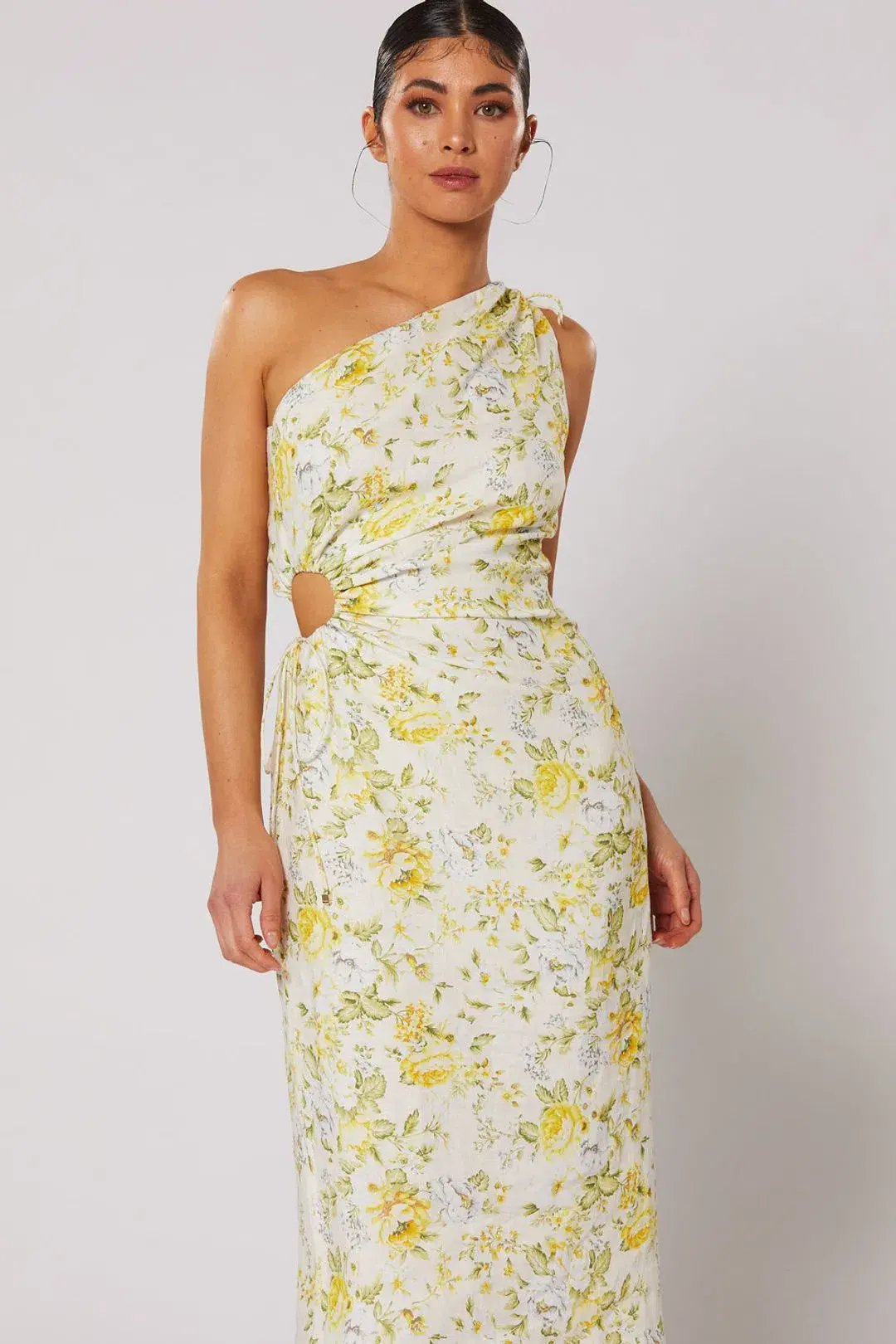 Winona Limette One Shoulder Dress Floral Size 8 photo 2