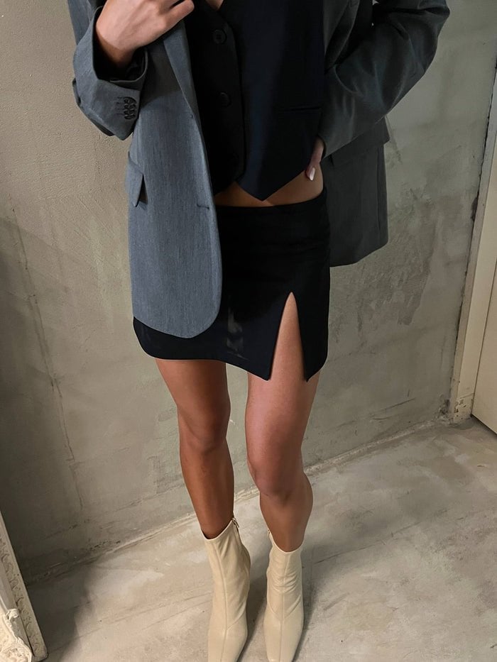 WITH HARPER LU Mesh Mini Skirt In Black photo 2