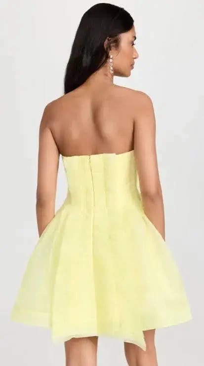 Aje Astrid Strapless Mini Dress in Lemon Size 8 AU photo 3