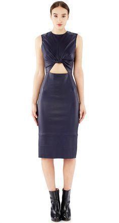 Scanlan Theodore Stretch Leather Twist Front Dress Black Size 8 photo 3
