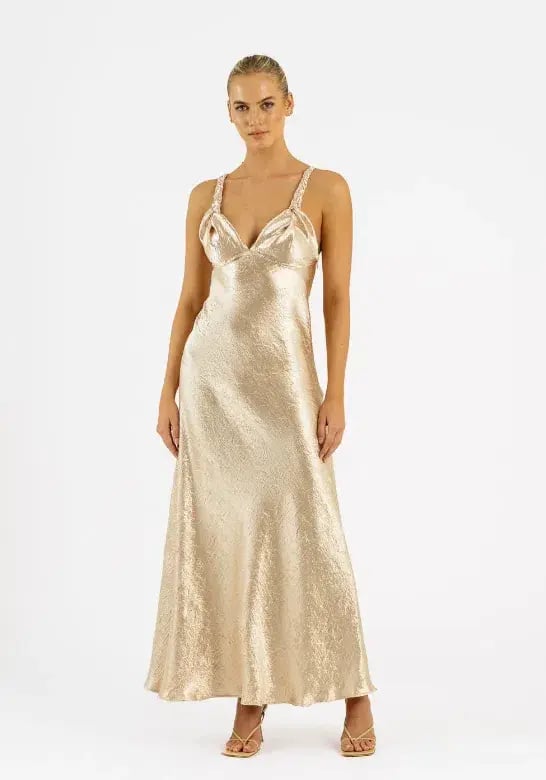 One Fell Swoop Capri Gown In Buttermilk Gold Size 12 photo 2