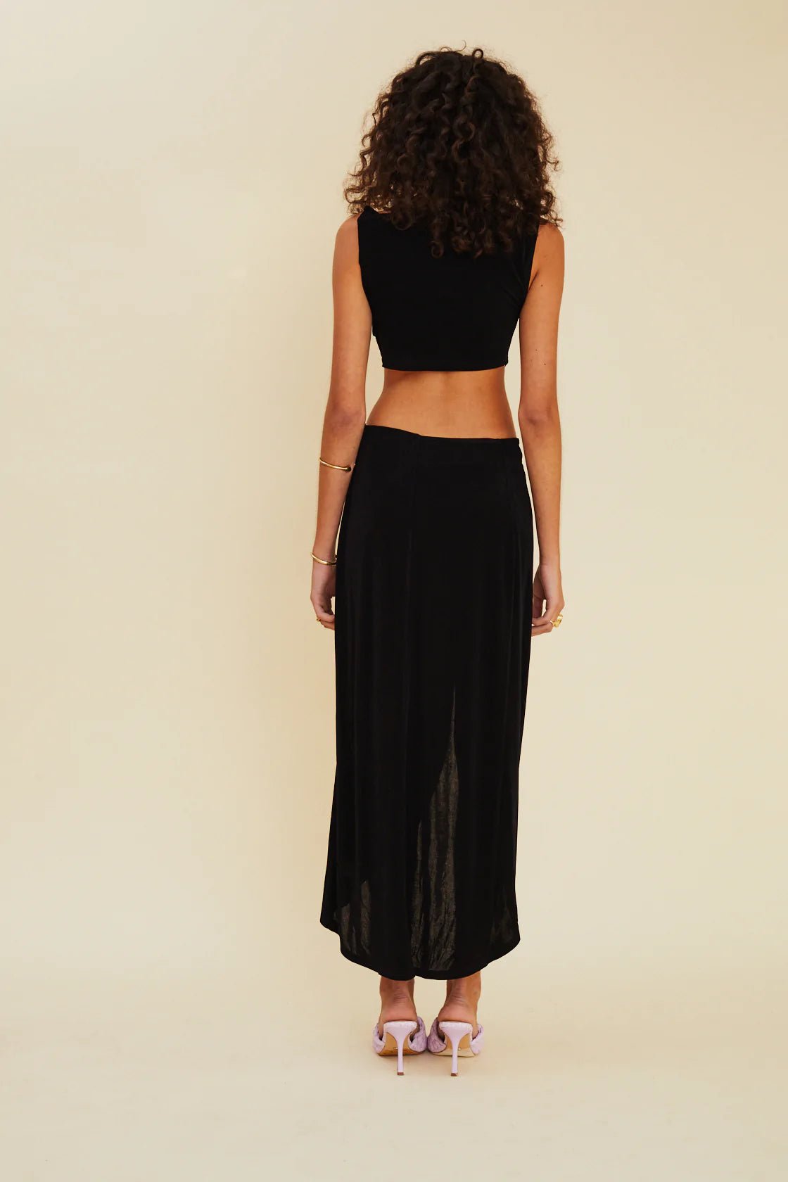 SUBOO ETHER SLEEVELESS CROSS OVER MIDI DRESS - BLACK photo 3