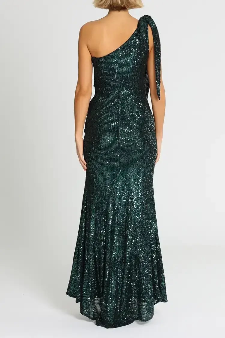 Love Honor Scala Sequin Gown Emerald Green Size AU 8 photo 3