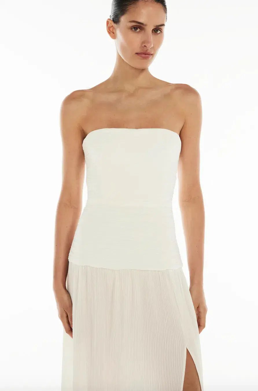 MANNING CARTELL DOUBLE TIME PLEAT STRAPLESS MAXI DRESS in WHITE AU 8 photo 4