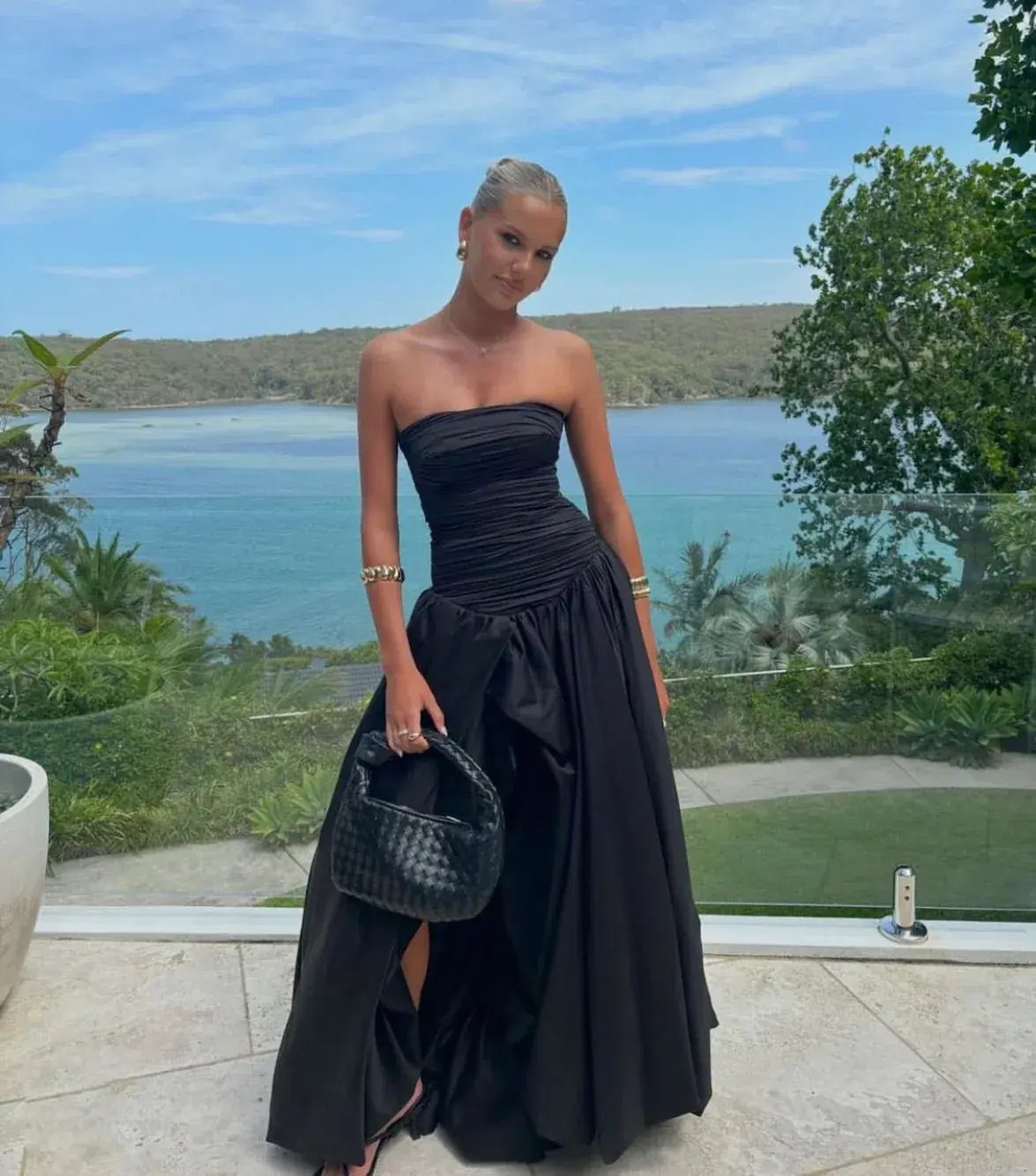 AJE Violette Bubble Hem Maxi Dress Black  Size 10 photo 2