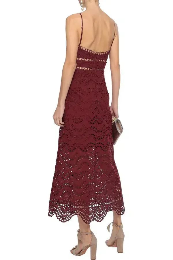 Zimmermann Jaya Wave Bodice Midi Dress Maroon Merlot Size 2 / AU 12 photo 2