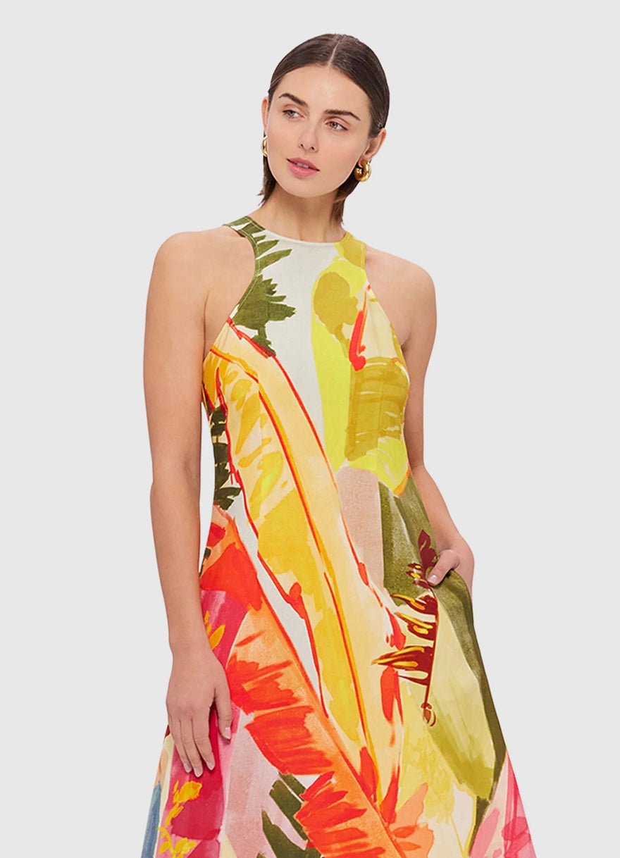 Leo Lin Giselle Racer Neck Midi Dress - Rainforest Print photo 3