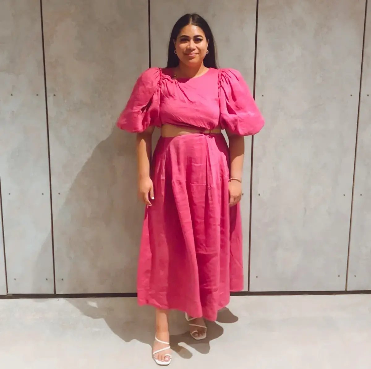 Aje Vanades Cut Out Ring Midi Dress Pink Size 14 photo 5