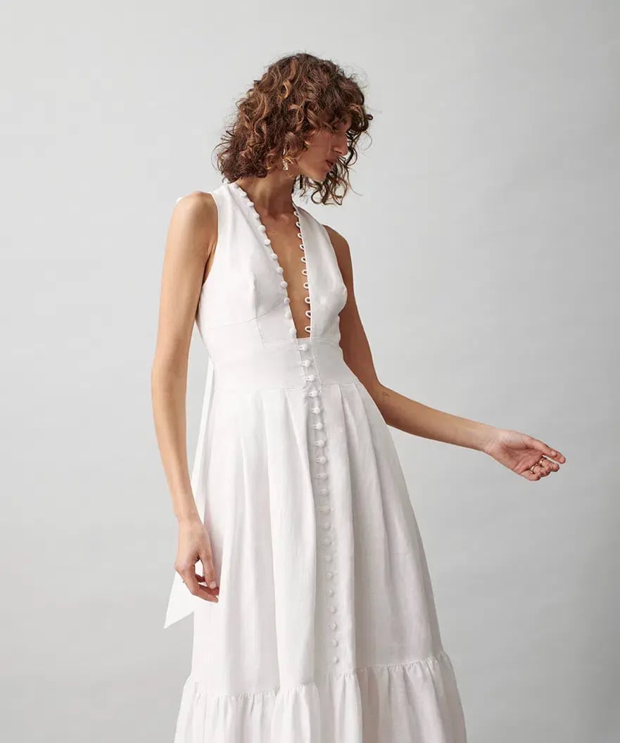 Joslin Marion Linen Maxi Sleeveless Dress White Size 8 photo 2
