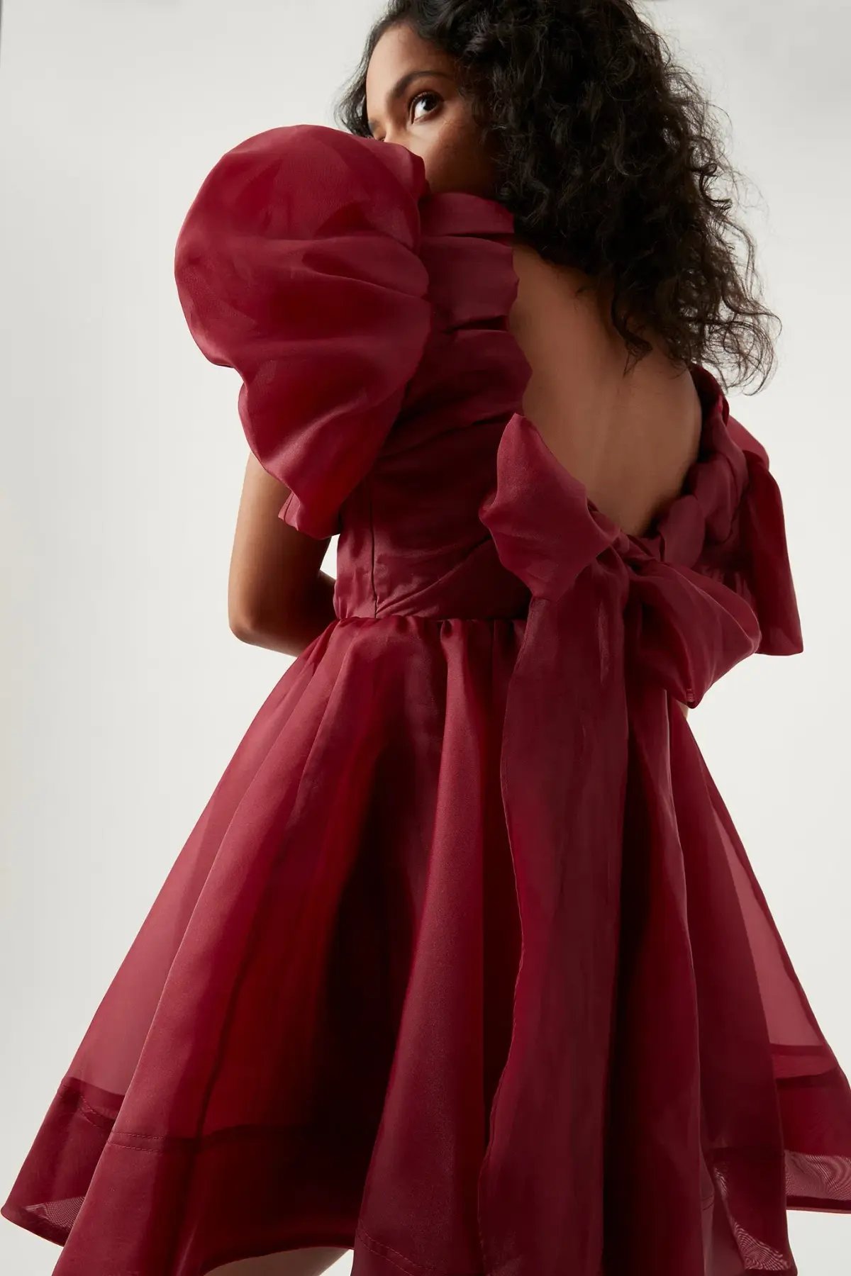 Aje Gretta Organza Mini Dress Burgundy Size 8 / S photo 2