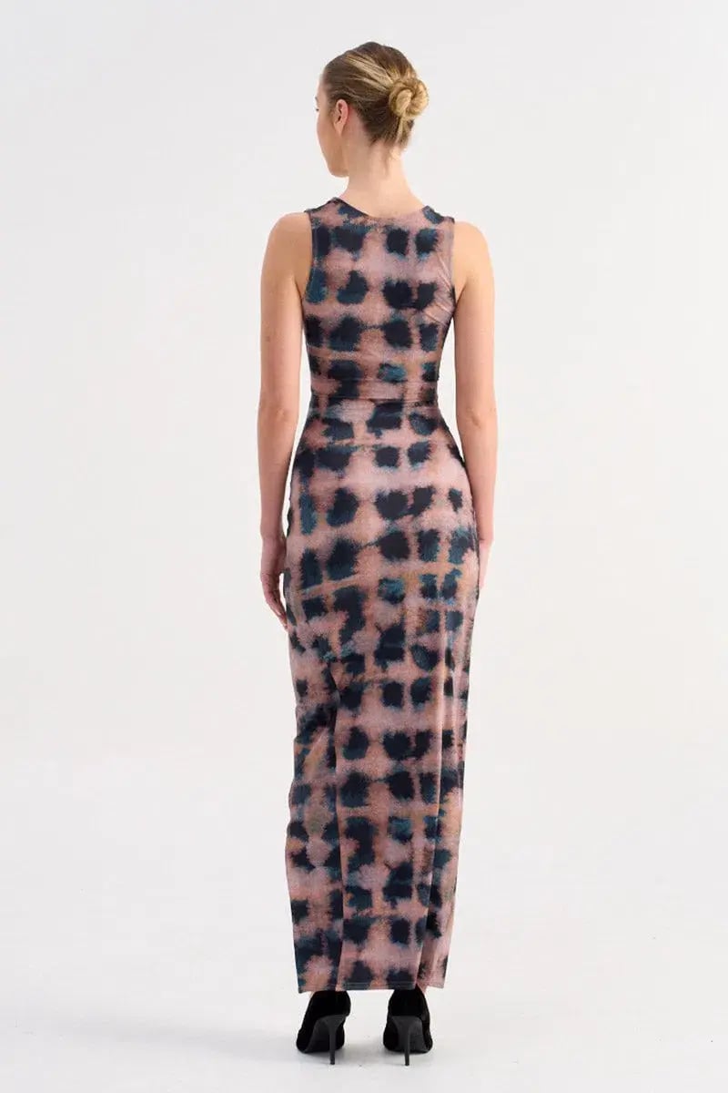 Suboo Shibori Sleeveless Reversible Twist Front Maxi Dress Tortoise Shell Size 10 photo 4