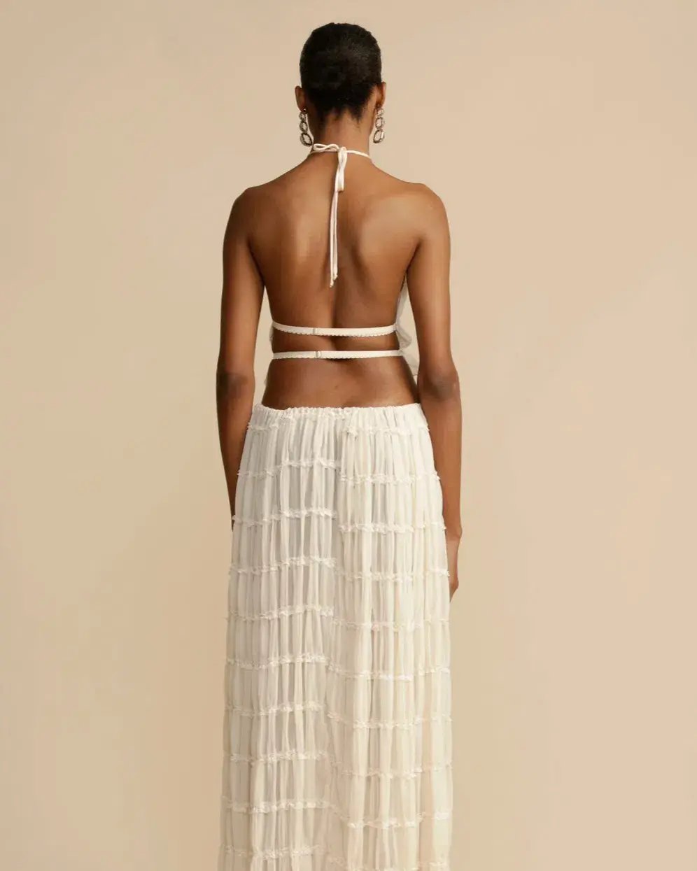 Arcina Ori Juliette Halter Top & Maxi Skirt Set Warm Cream Size S / AU 8 photo 3