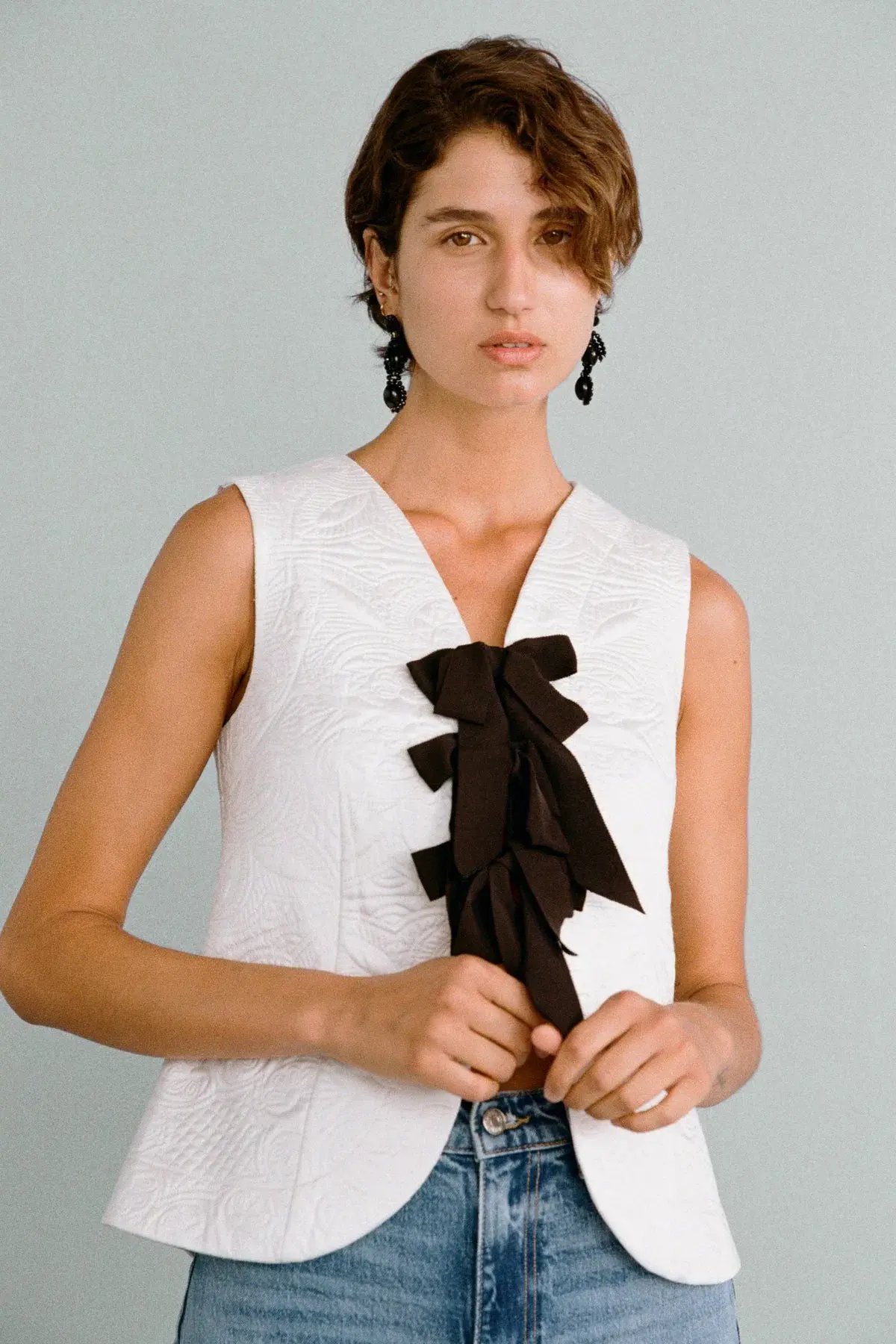 Lovaan Demi Top Recycled Poly Taffeta White Size 10 photo 3