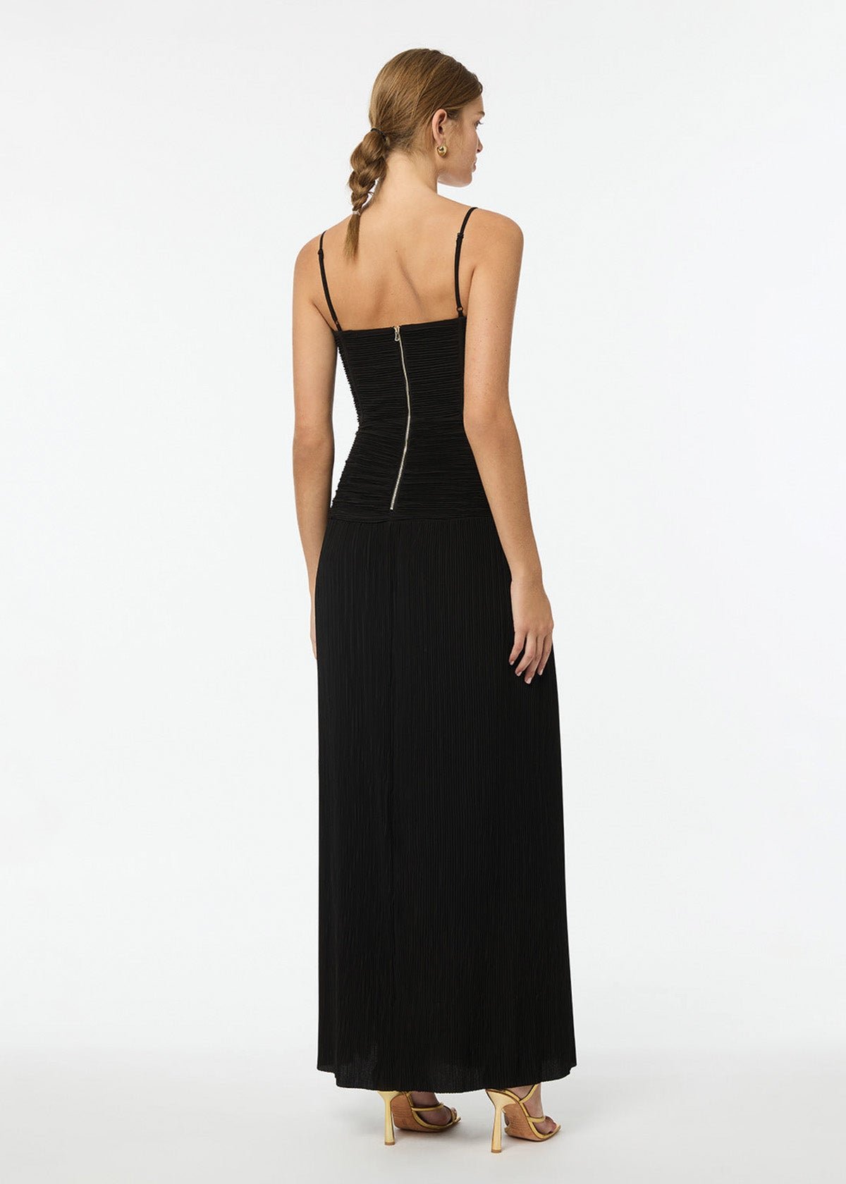 Double Time Pleat Dress in Black photo 3