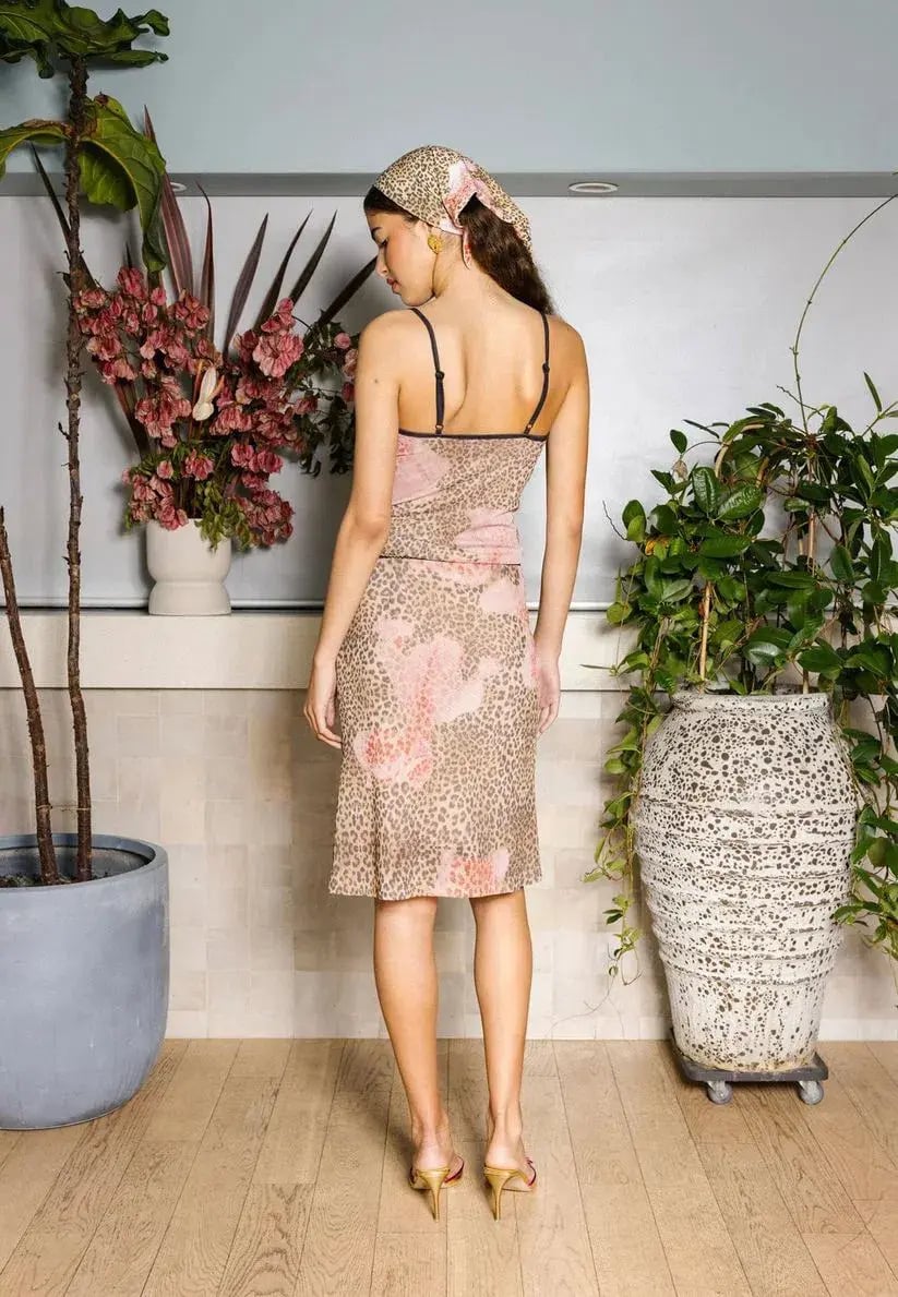 With Harper Lu Camisole and Midi Skirt Mesh Leopard Set Size S/AU 8 photo 4