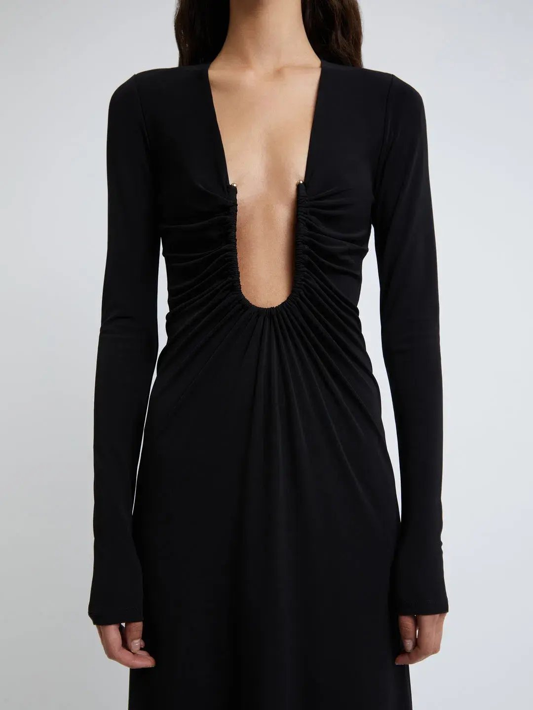 Christopher Esber Arced Palm Long Sleeve Dress Black Size 8 photo 4