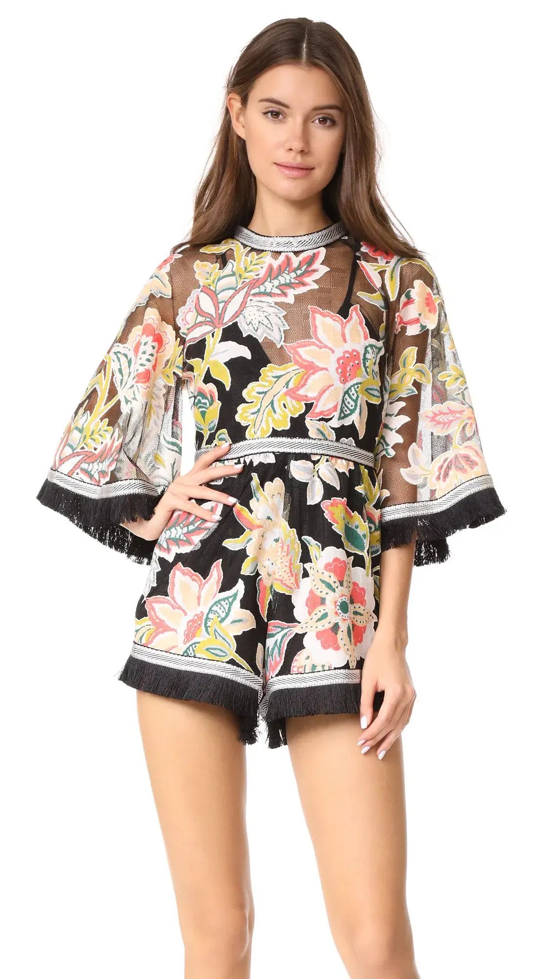 Alice McCall Georgie Boy Playsuit Black Floral Print Size 10 photo 5