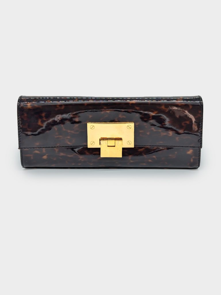 Stuart Weitzman Vintage Tortoise Shell Patent Clutch photo 2