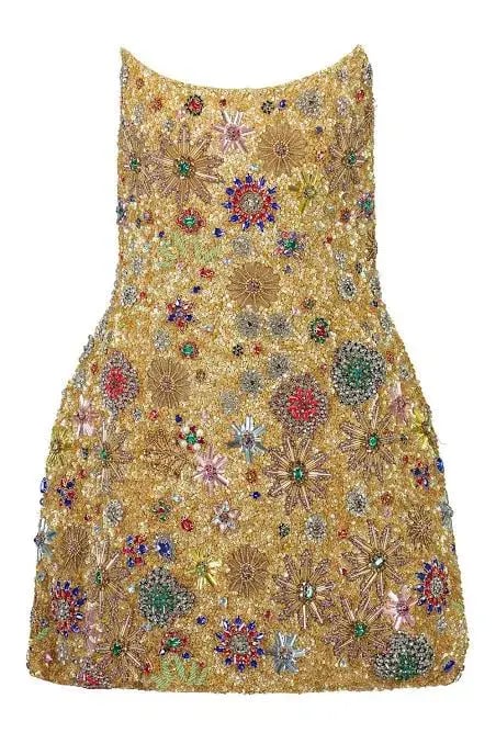 Rachel Gilbert Francesca Mini Dress Gold Size AU 8 photo 2