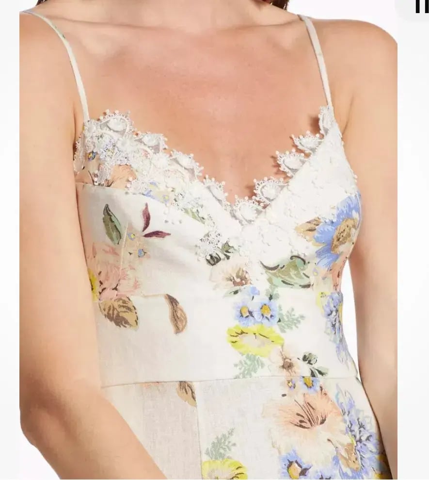 Zimmermann Appliqué Picnic Dress Blue Floral Size 1/Au 10 photo 7
