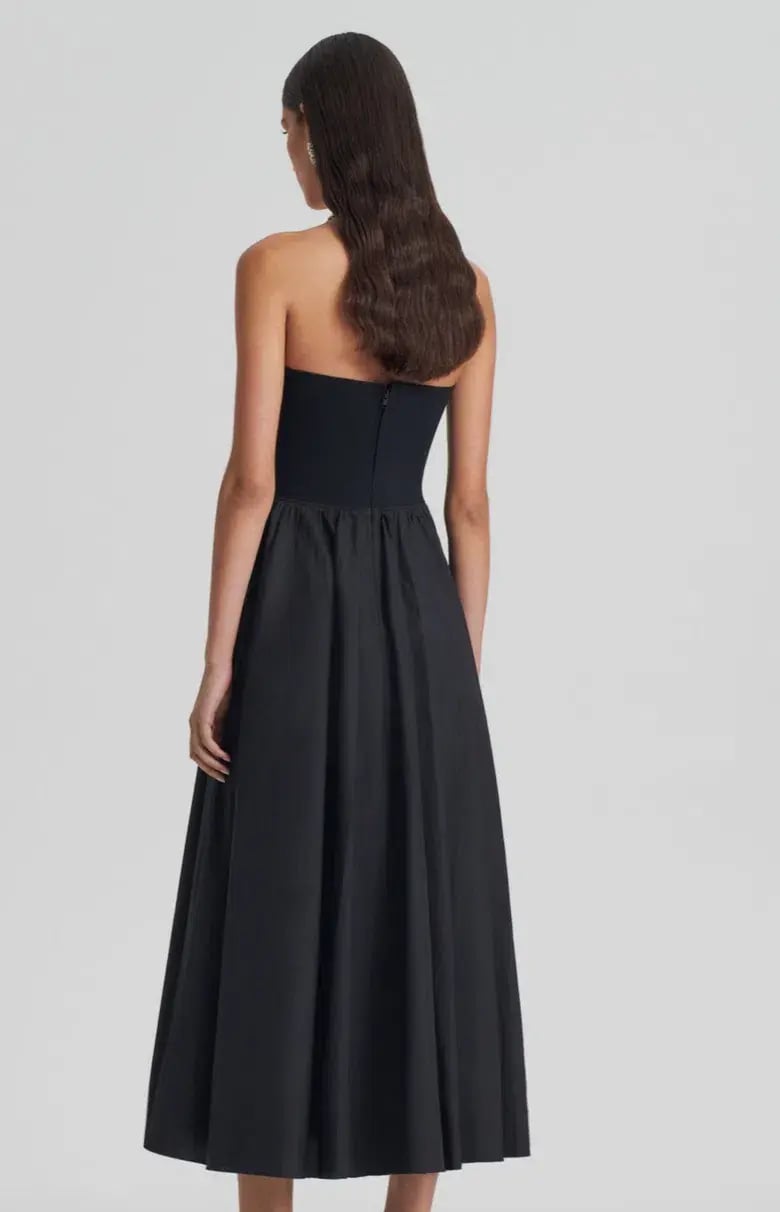 Scanlan Theodore  Crepe Knit Cotton Strapless Dress Black Size 8 photo 3