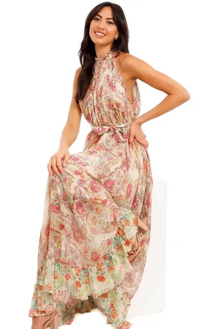 Hemant & Nandita Nova Midi Dress With Belt Floral Size 14 photo 3