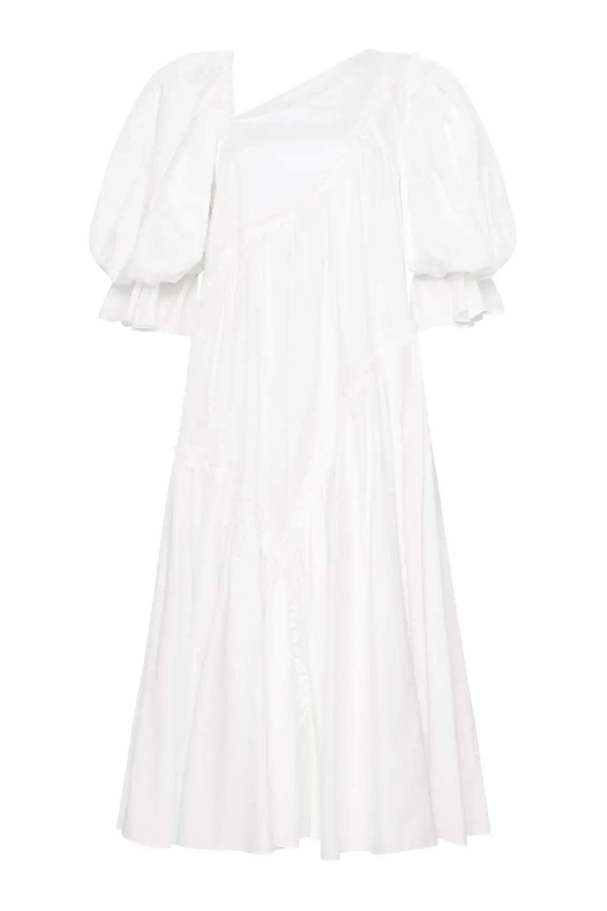 Aje Casabianca Braided Asymmetric Puff Sleeve Midi Dress White Size 14 photo 3