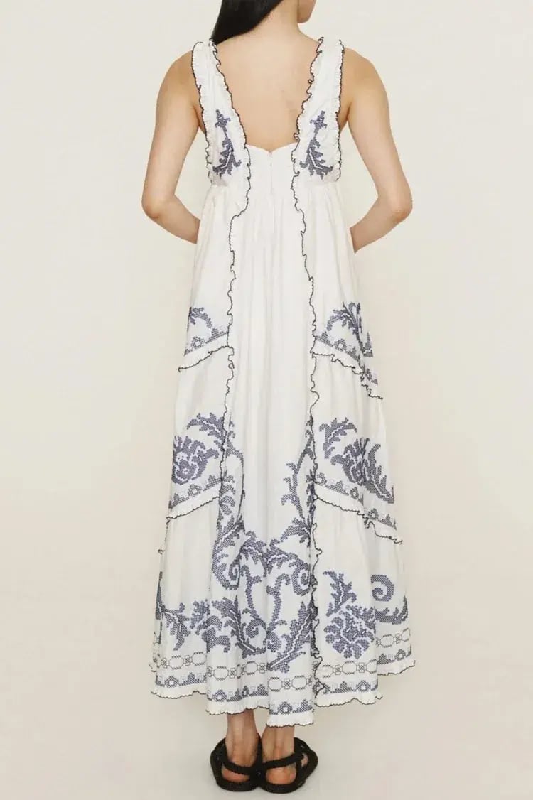 Alemais Hazel smocked embroidered midi dress size 14 photo 5