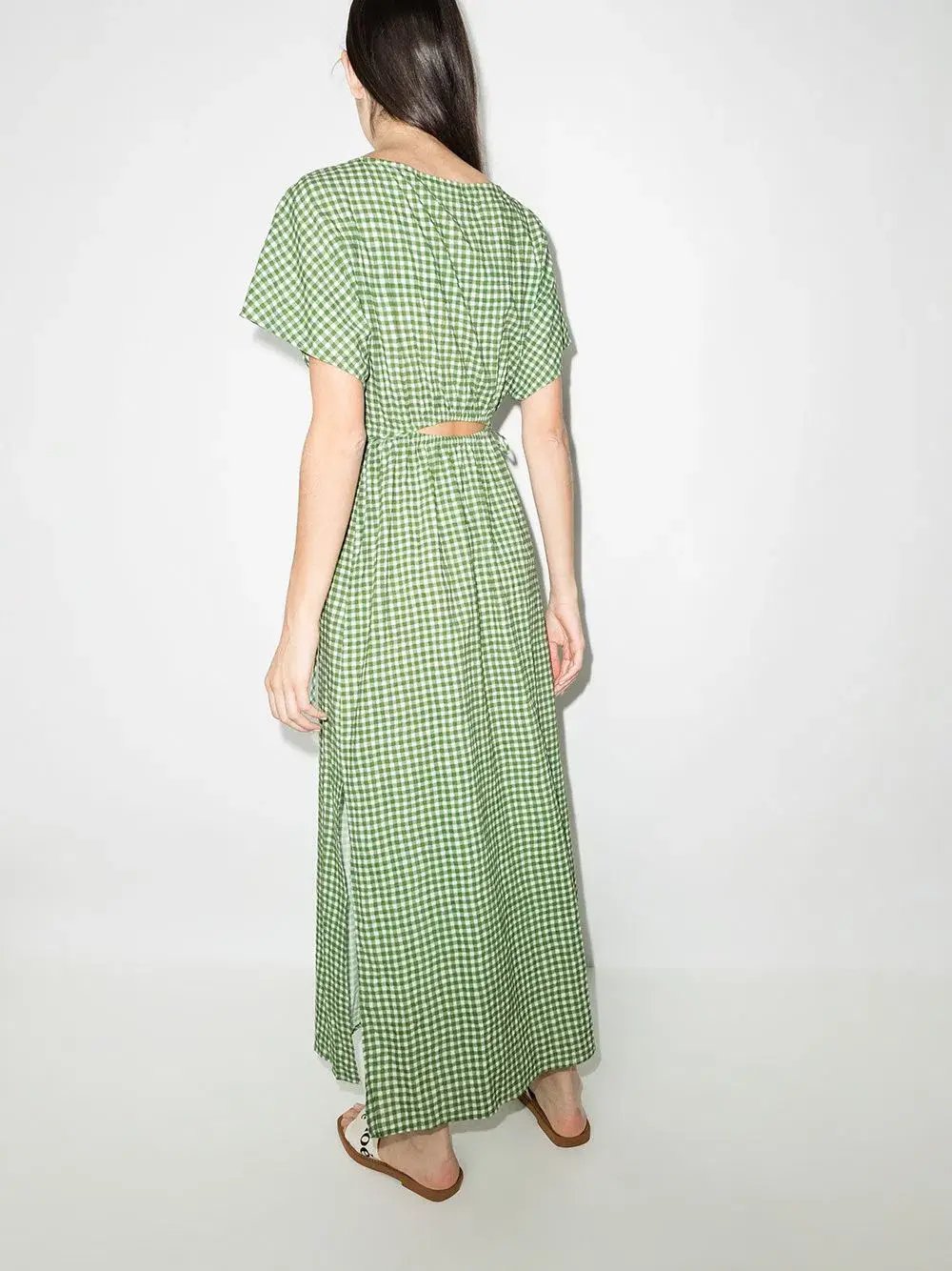Peony Picnic After Swim Gingham-check Maxi Dress Green Size 10 photo 4