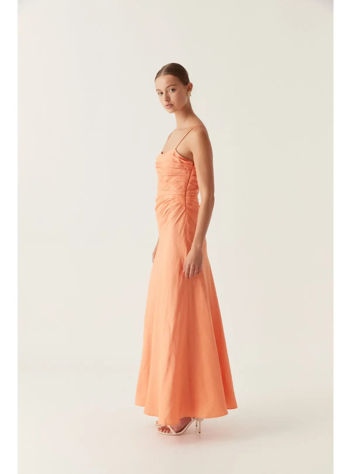 Aje Clarice Draped Maxi Dress in Sunset Orange Size AU 10 photo 3